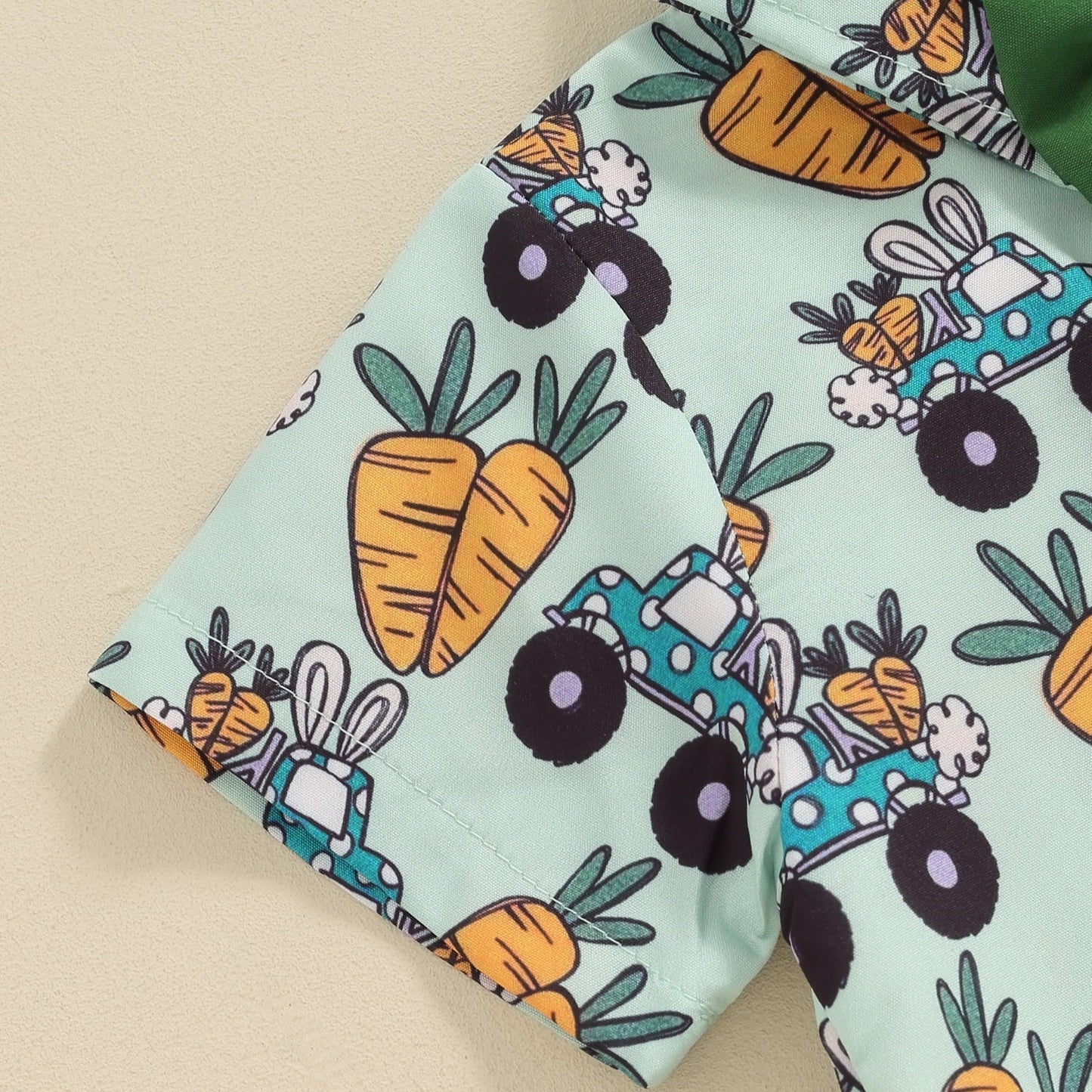 Weiches Osteroutfit für Kleinkinder – Hemd mit Fliege und Shorts mit Kaninchen-Print