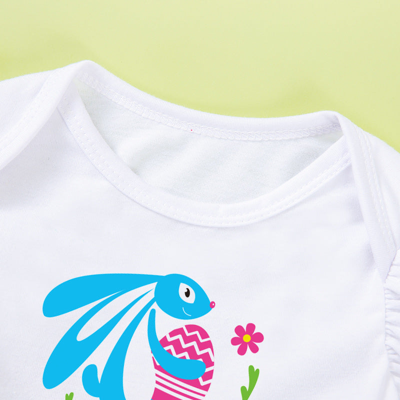 Mein erstes Osteroutfit für Babys – Stramplerkleid mit Häschenärmeln und Haar-Accessoire