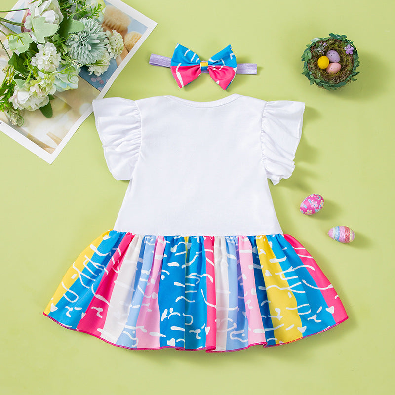 Mein erstes Osteroutfit für Babys – Stramplerkleid mit Häschenärmeln und Haar-Accessoire