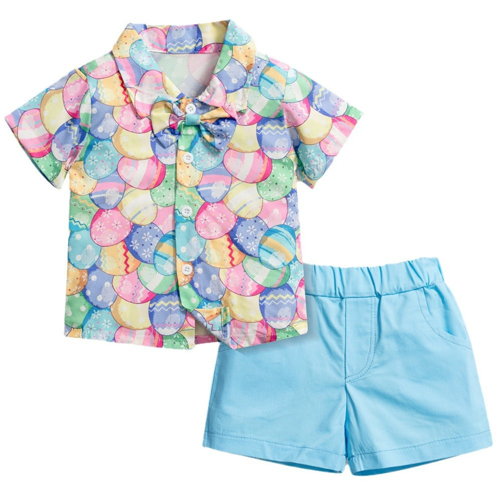 Ostern Jungen Ostereier Baby Jungen Neue Kurzarm Shorts Zweiteiler Set
