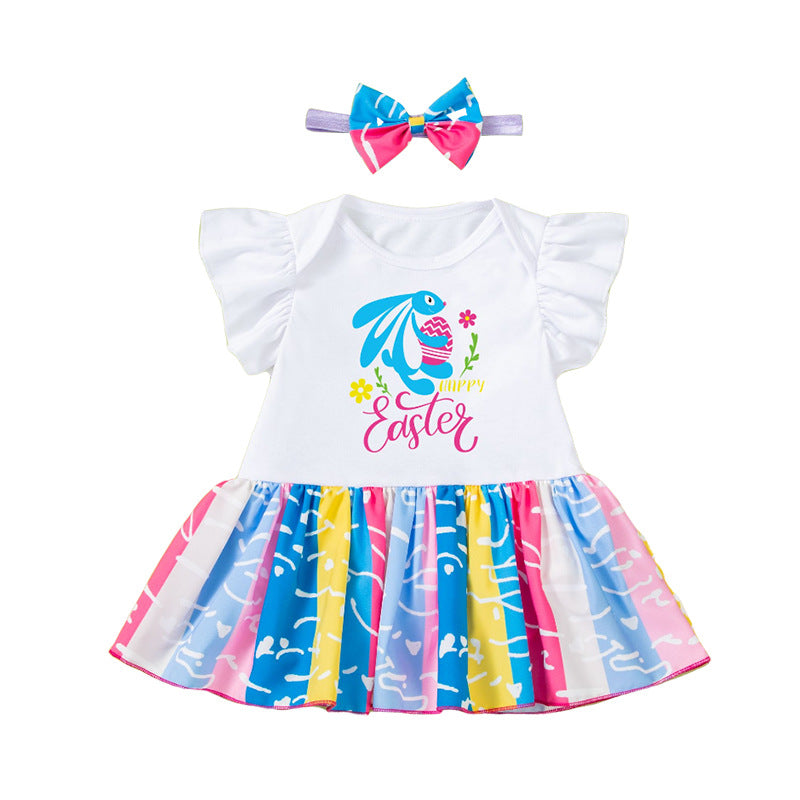 Mein erstes Osteroutfit für Babys – Stramplerkleid mit Häschenärmeln und Haar-Accessoire