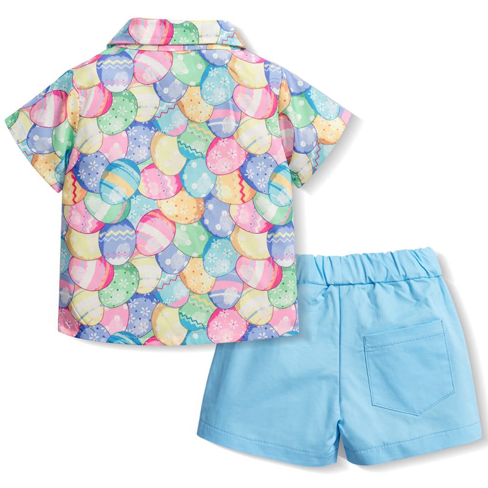 Ostern Jungen Ostereier Baby Jungen Neue Kurzarm Shorts Zweiteiler Set