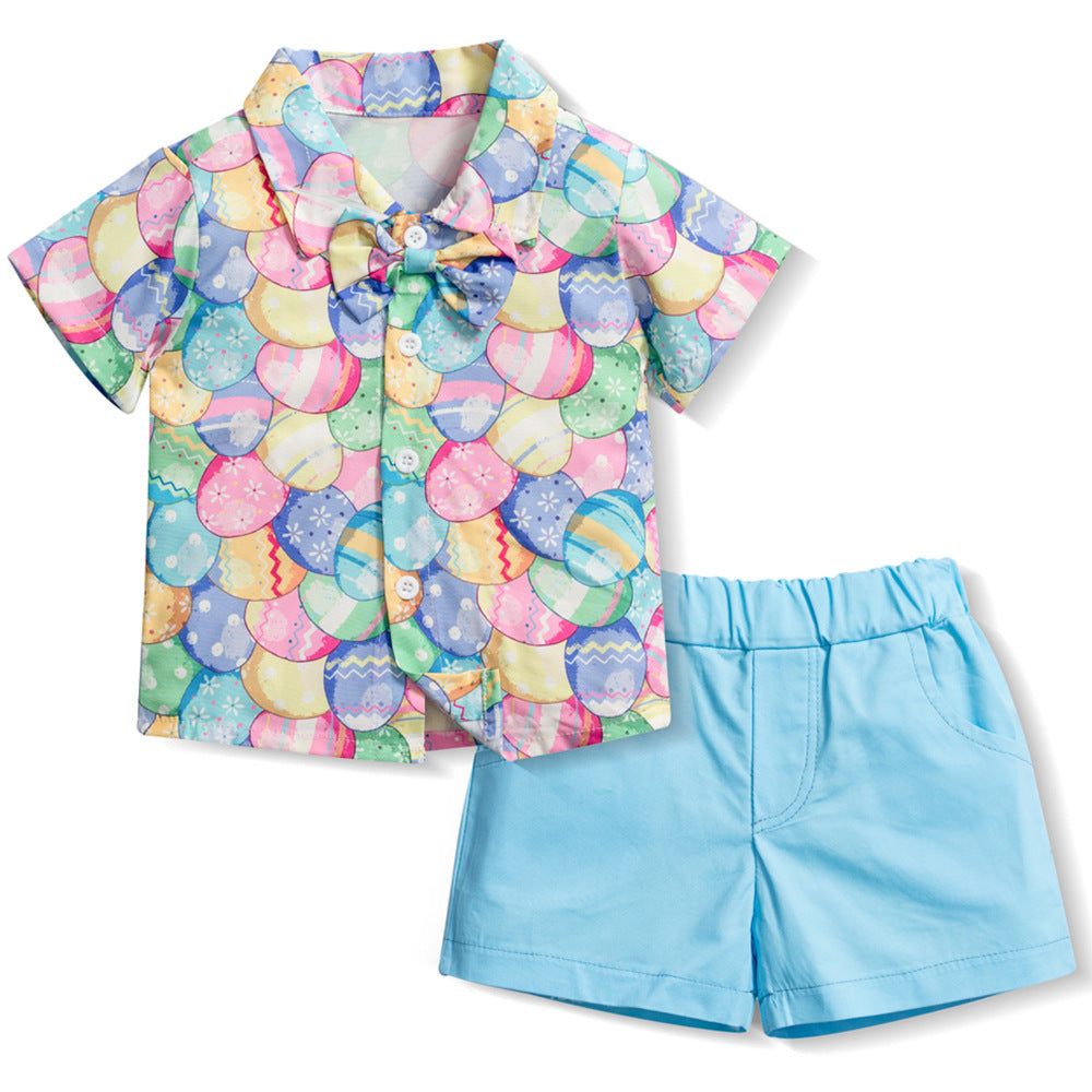 Ostern Jungen Ostereier Baby Jungen Neue Kurzarm Shorts Zweiteiler Set