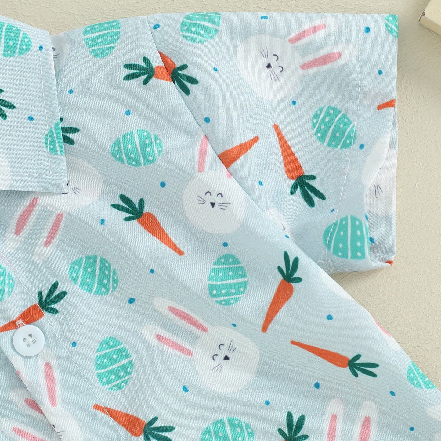 Kleinkind Baby Junge Ostern Outfit Hase Kurzarm Button Down Hemd Top Solide Shorts Sommer Kleidung Set