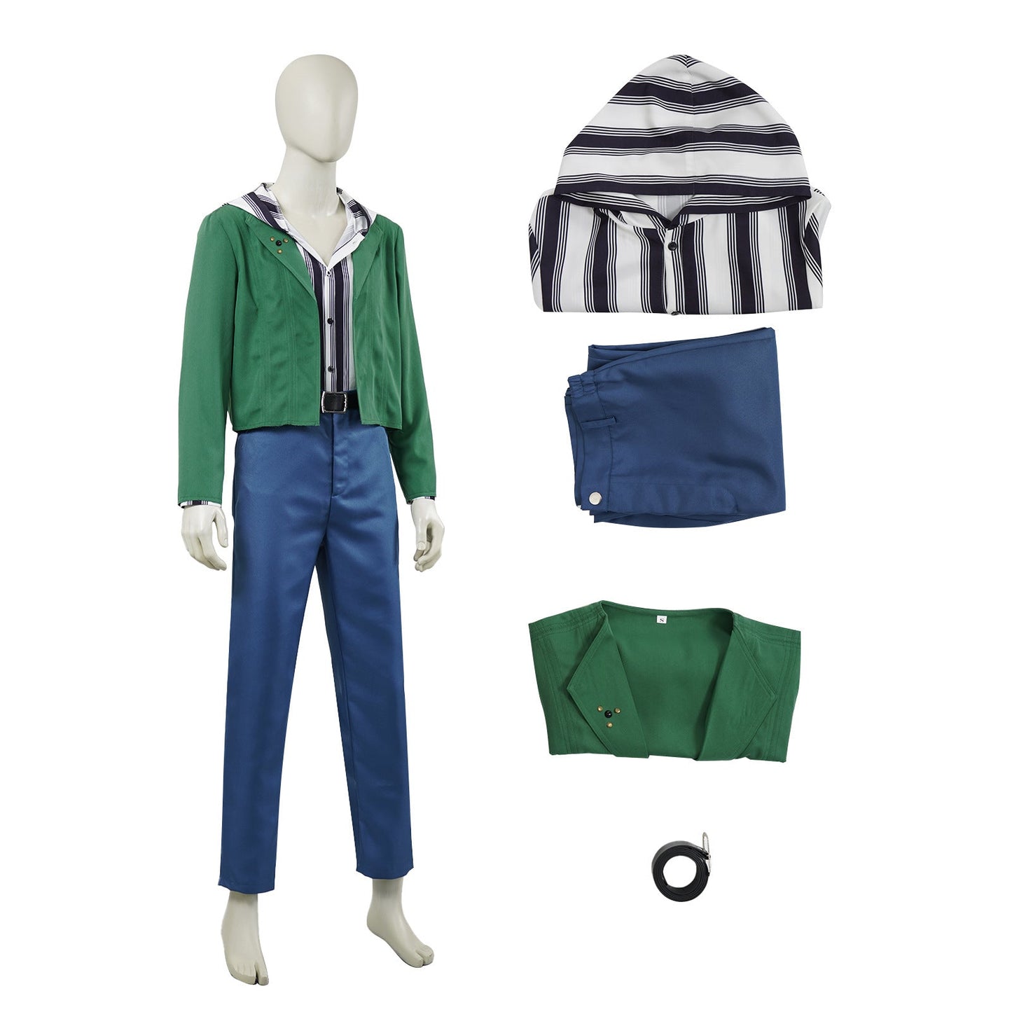 Herren Prinzen-Outfit, Jacke, Hose, Sweatshirt und Gürtel, 4-teiliger Anzug