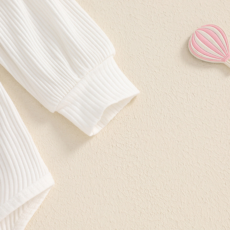 Oster-Outfit für Babys Mädchen – Langärmliger Strampler mit Buchstabenmuster, Schlaghose und passendes Stirnband