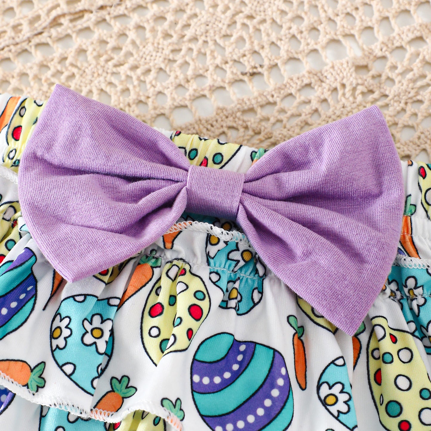 2025 Oster-Outfit für Baby-Mädchen – süßes Strampler-Set mit Buchstaben- und Eier-Print für Säuglinge und Kleinkinder