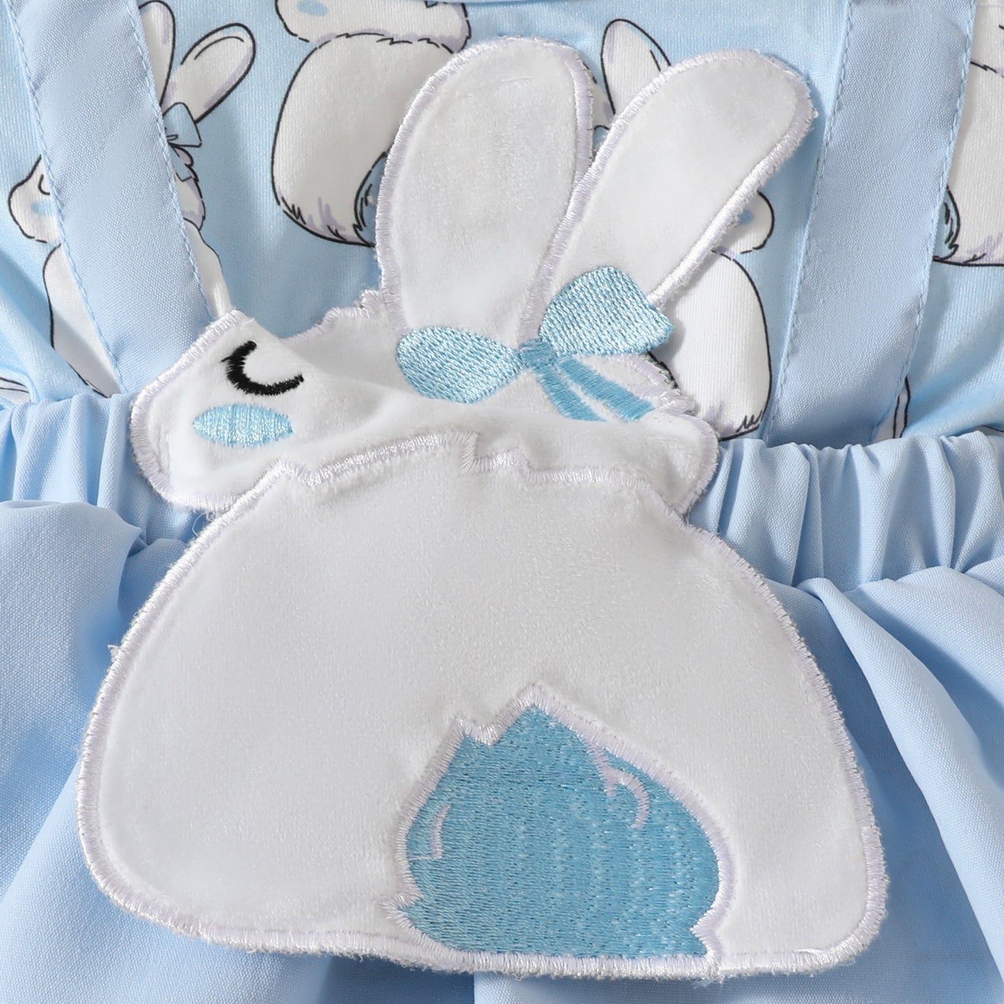 2025 Oster-Outfit für Baby-Mädchen – kurzärmliges Stramplerkleid mit Hosenträgern und Stirnband