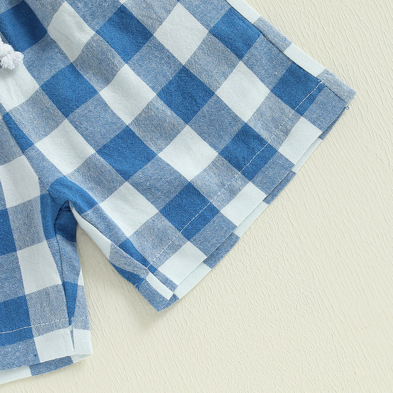 Entzückendes kariertes Oster-Outfit für Babys Jungen – 2-teiliges Set mit Hasen- und Karotten-Patch-Stickerei