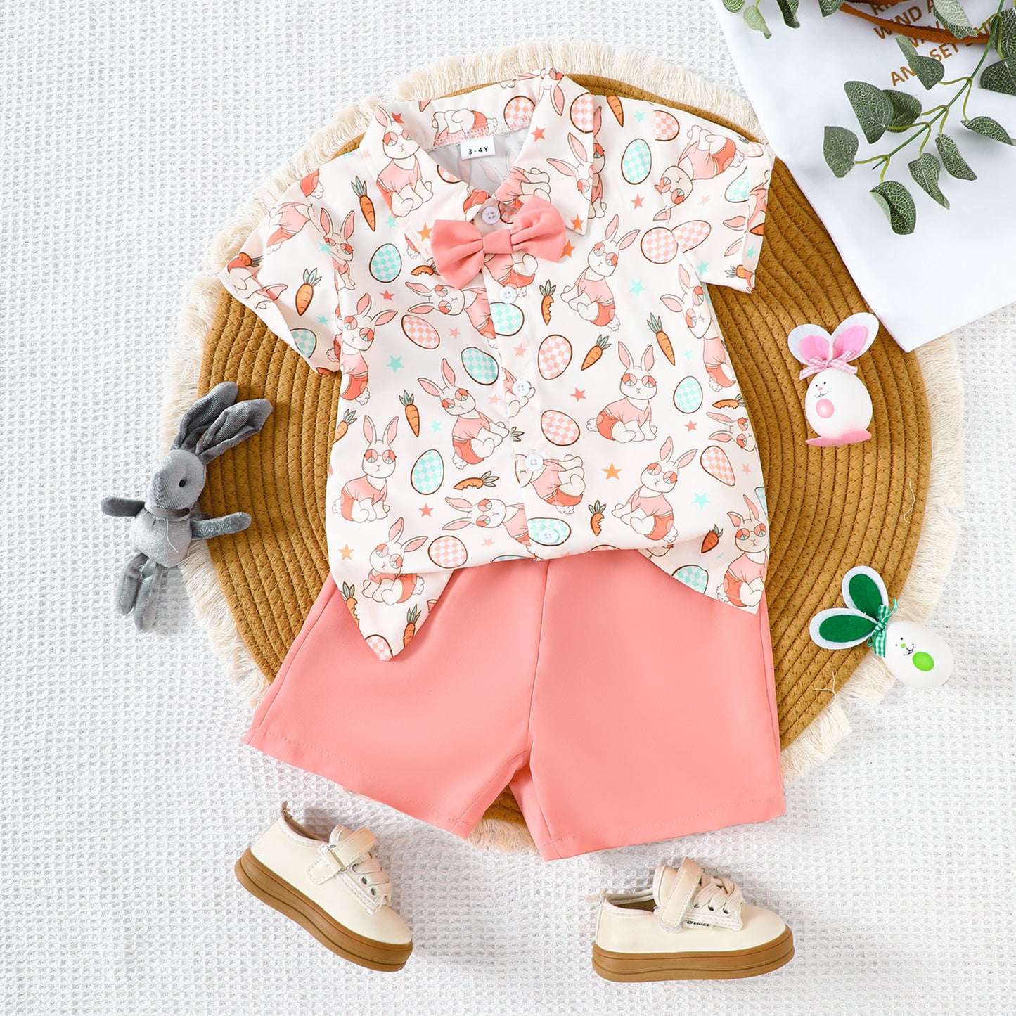 Frühlings-Osteroutfit für Babys und Kleinkinder – süßes Set aus Hemd und Hose mit Häschen-Print