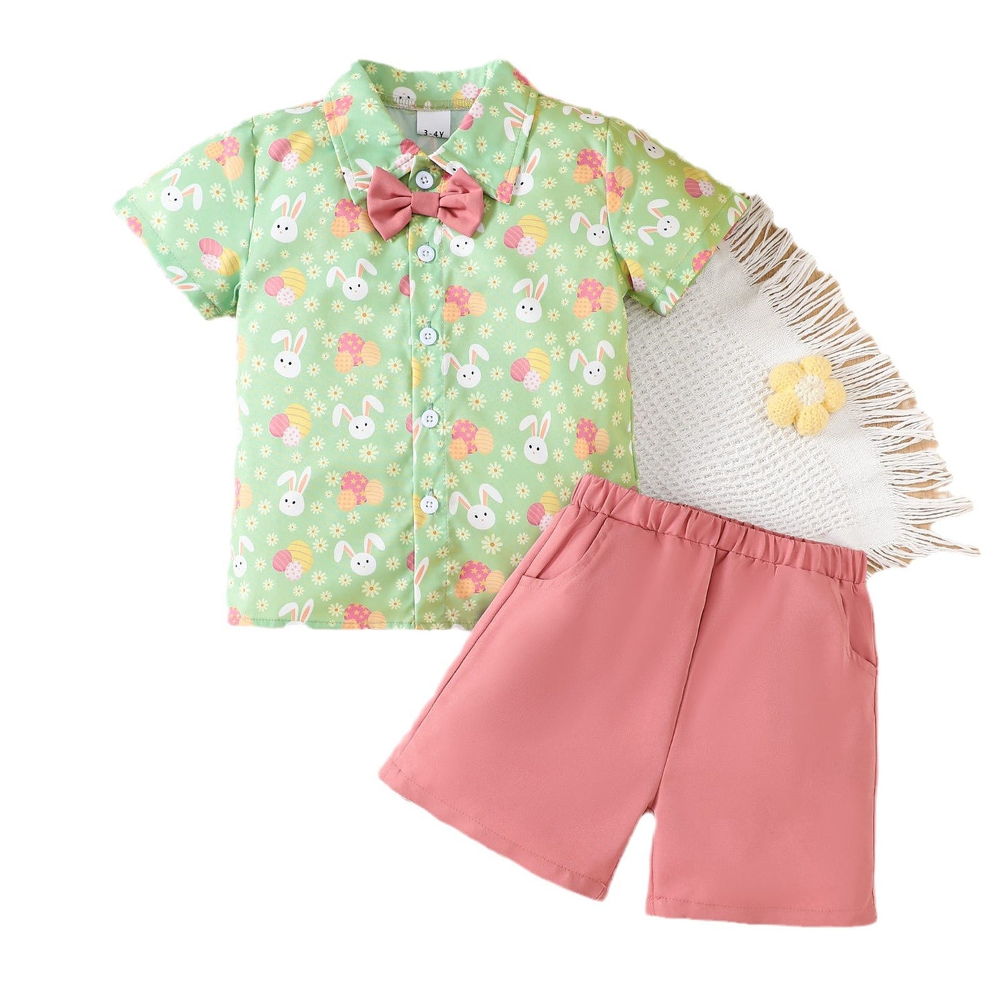 Frühlings-Osteroutfit für Babys und Kleinkinder – süßes Set aus Hemd und Hose mit Häschen-Print