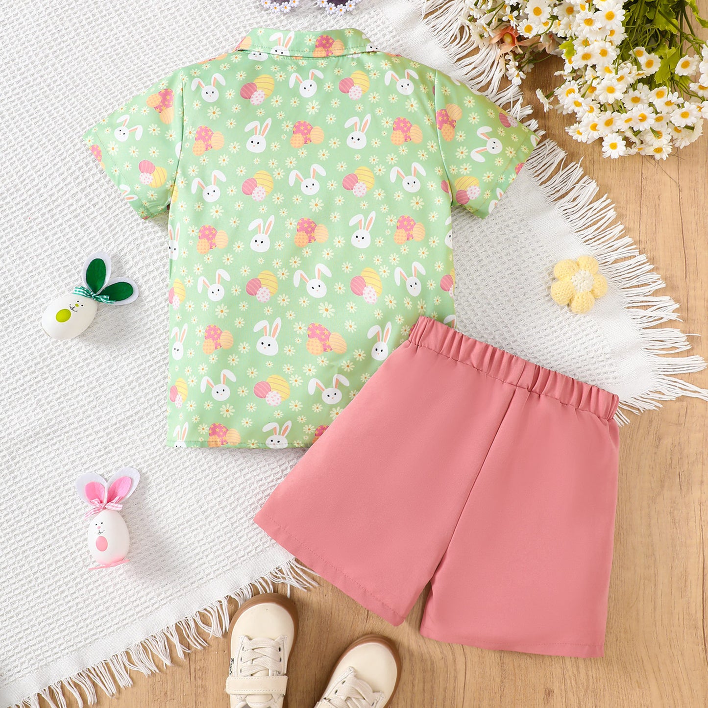 Frühlings-Osteroutfit für Babys und Kleinkinder – süßes Set aus Hemd und Hose mit Häschen-Print