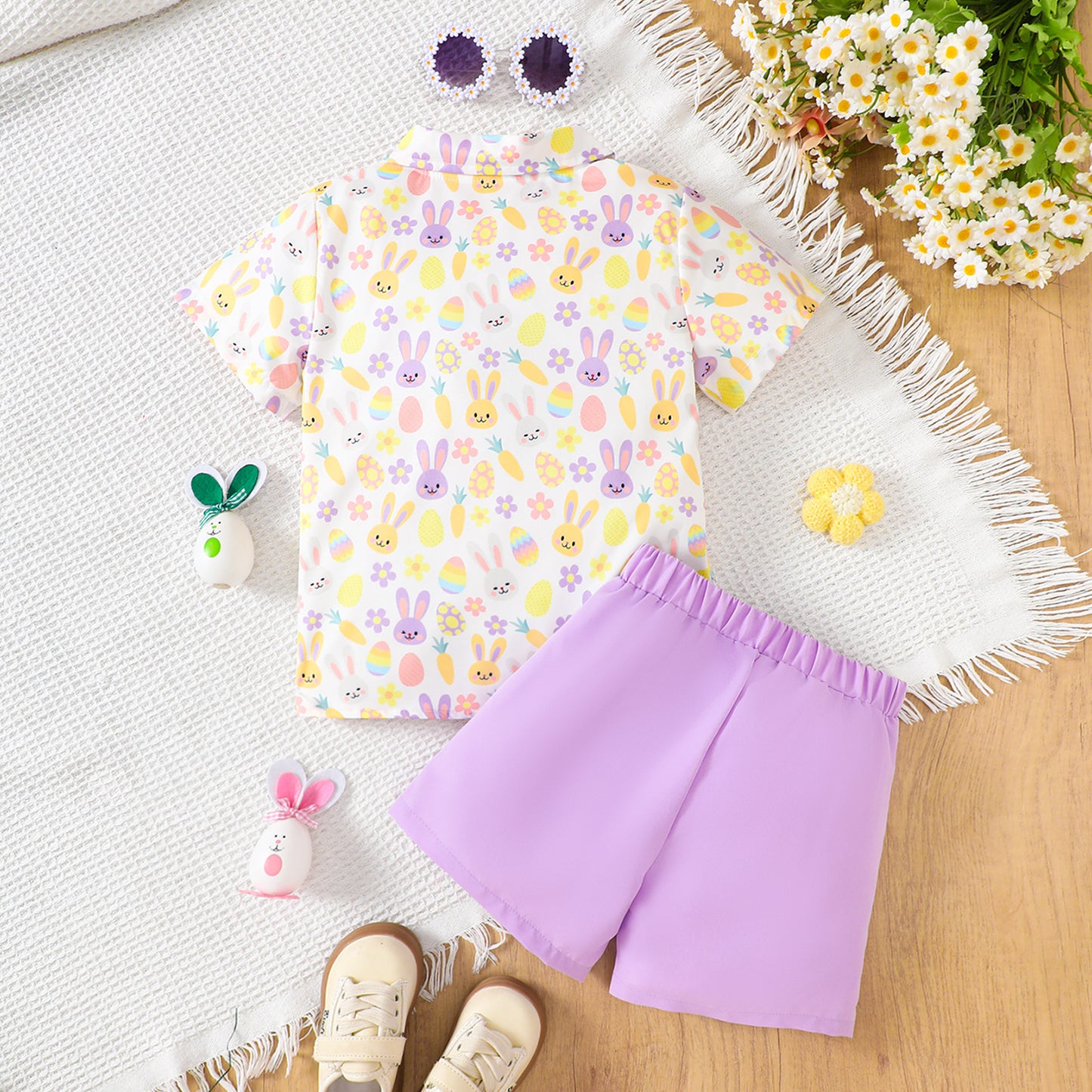 Frühlings-Osteroutfit für Babys und Kleinkinder – süßes Set aus Hemd und Hose mit Häschen-Print