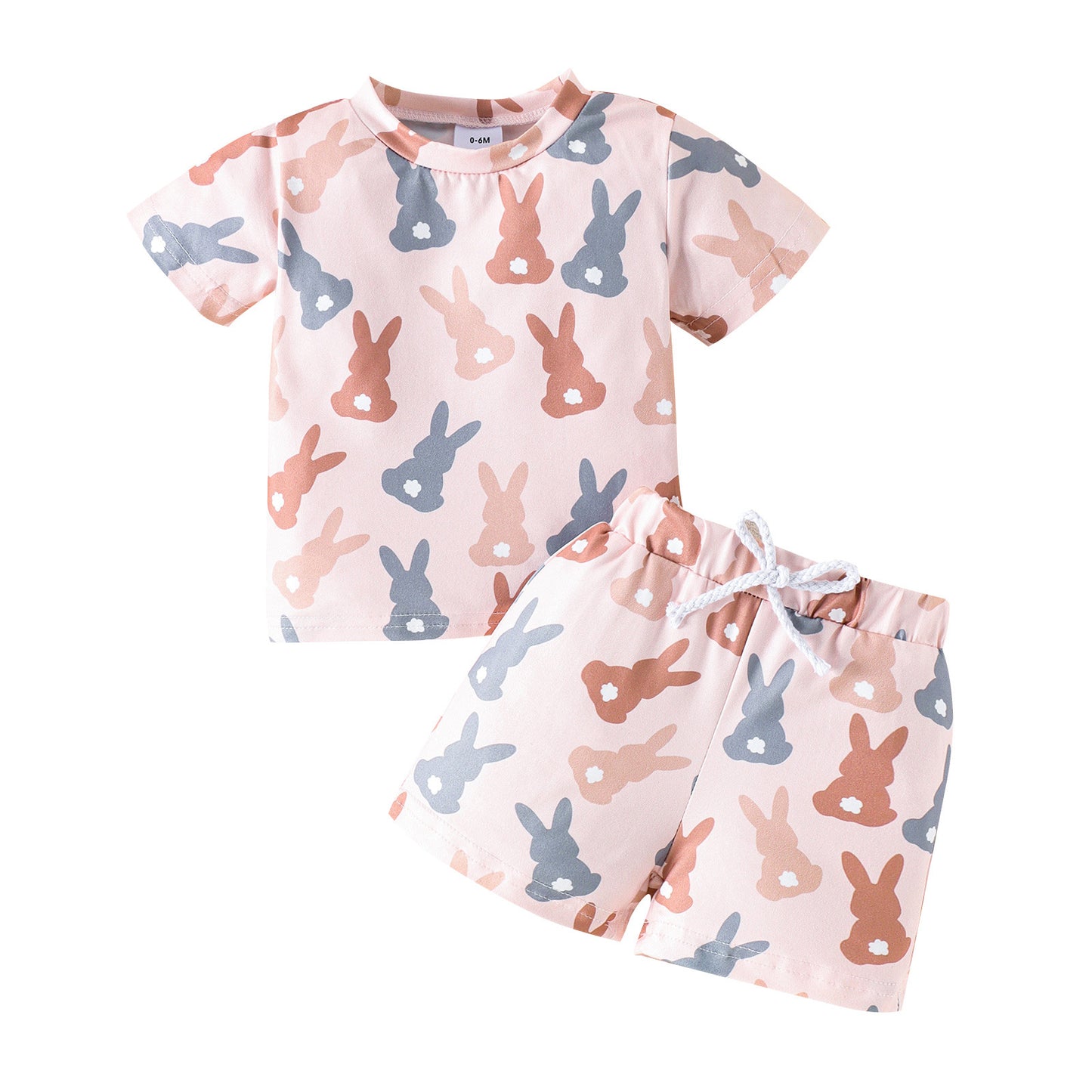 Entzückendes Osterhasen-Zweiteiler-Set für Mädchen – Süßes Kurzarm-Top und Shorts für Sommerspaß