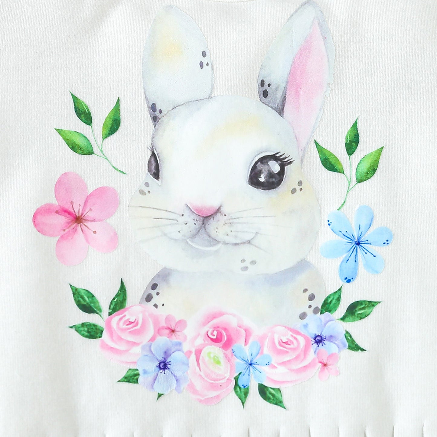 Entzückendes Osterhasen-Set für Mädchen – T-Shirt mit Cartoon-Quaste und Schlaghose für Frühlings-/Sommerspaß