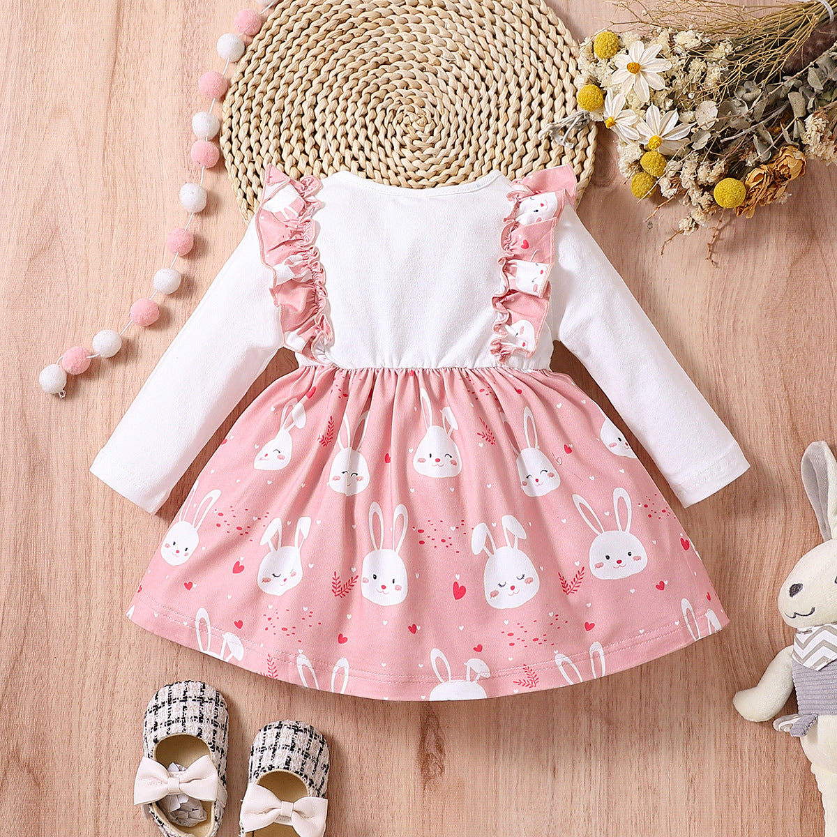 Bezauberndes Osterhasen-Baby-Mädchenkleid – Langarm-Kinderkleid für Frühlingsfeiern