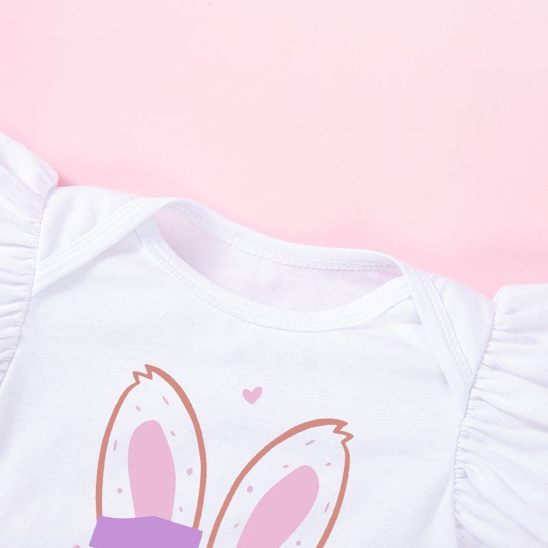 4-teiliges Osterhasen-Set für Babys mit Flügelärmeln, Tutu-Rock, Socken und Stirnband