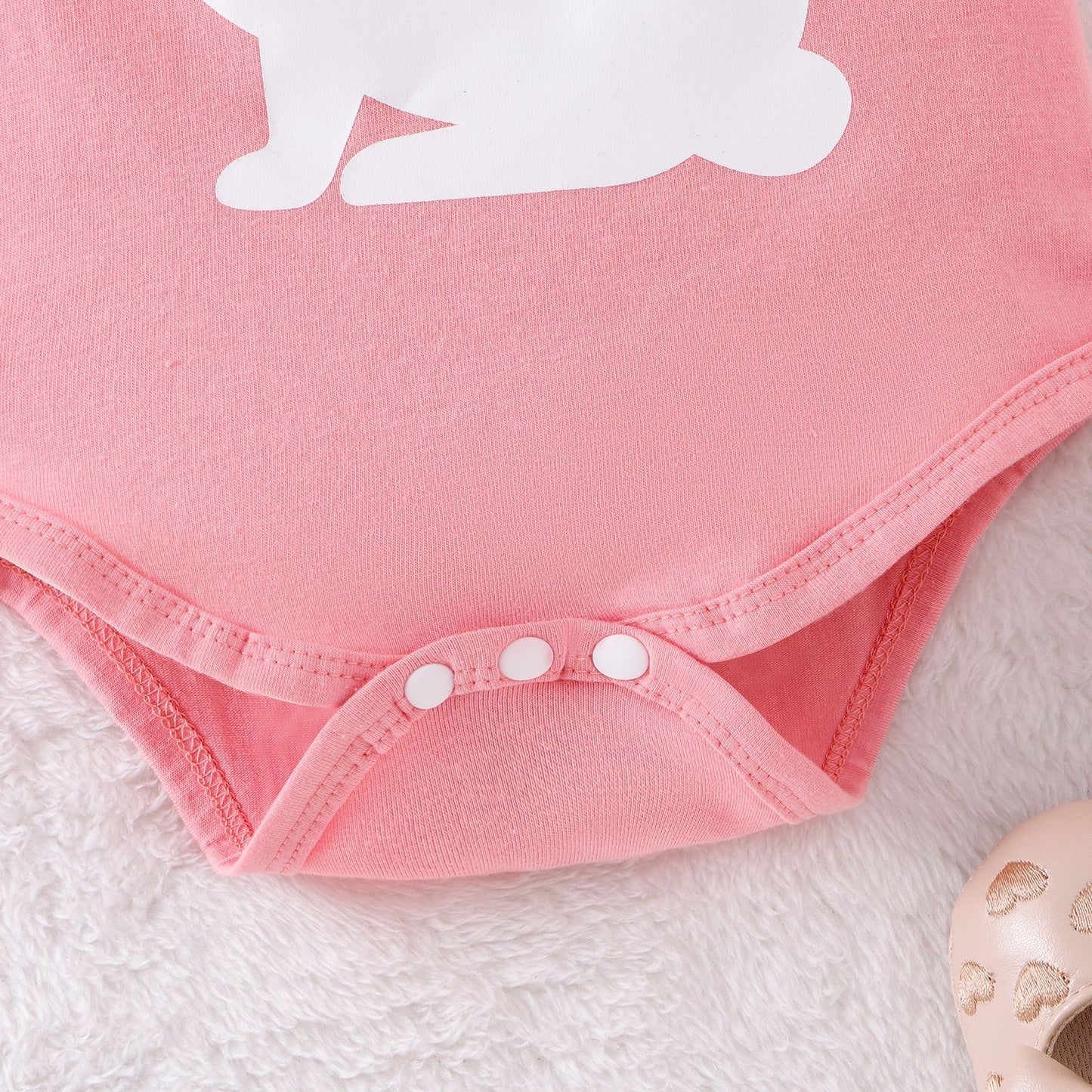 Baby-Set für Mädchen mit rosa Osterhasen-Print – Süßer Kurzarm-Strampler mit Schleife und Tüllrock