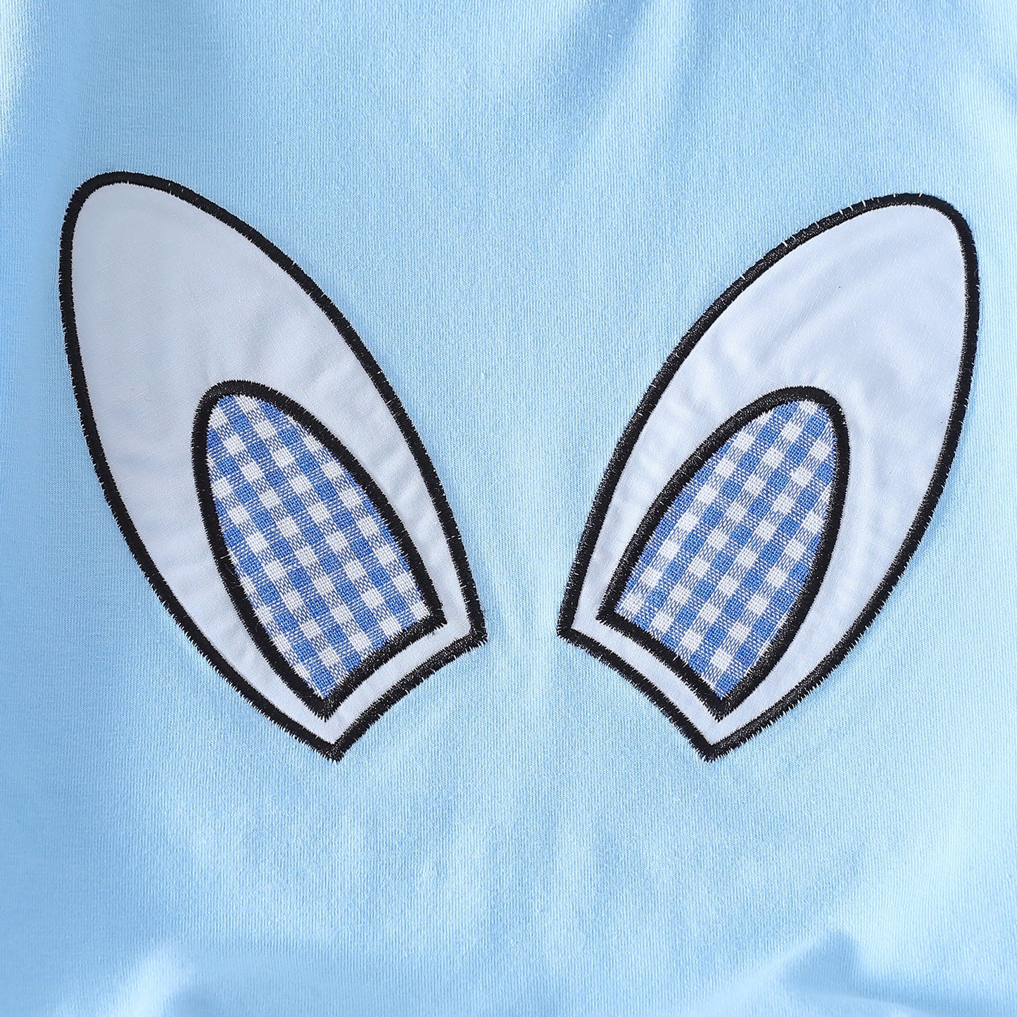 Easter Girls Summer Bunny Ears Top and Plaid Shorts Set