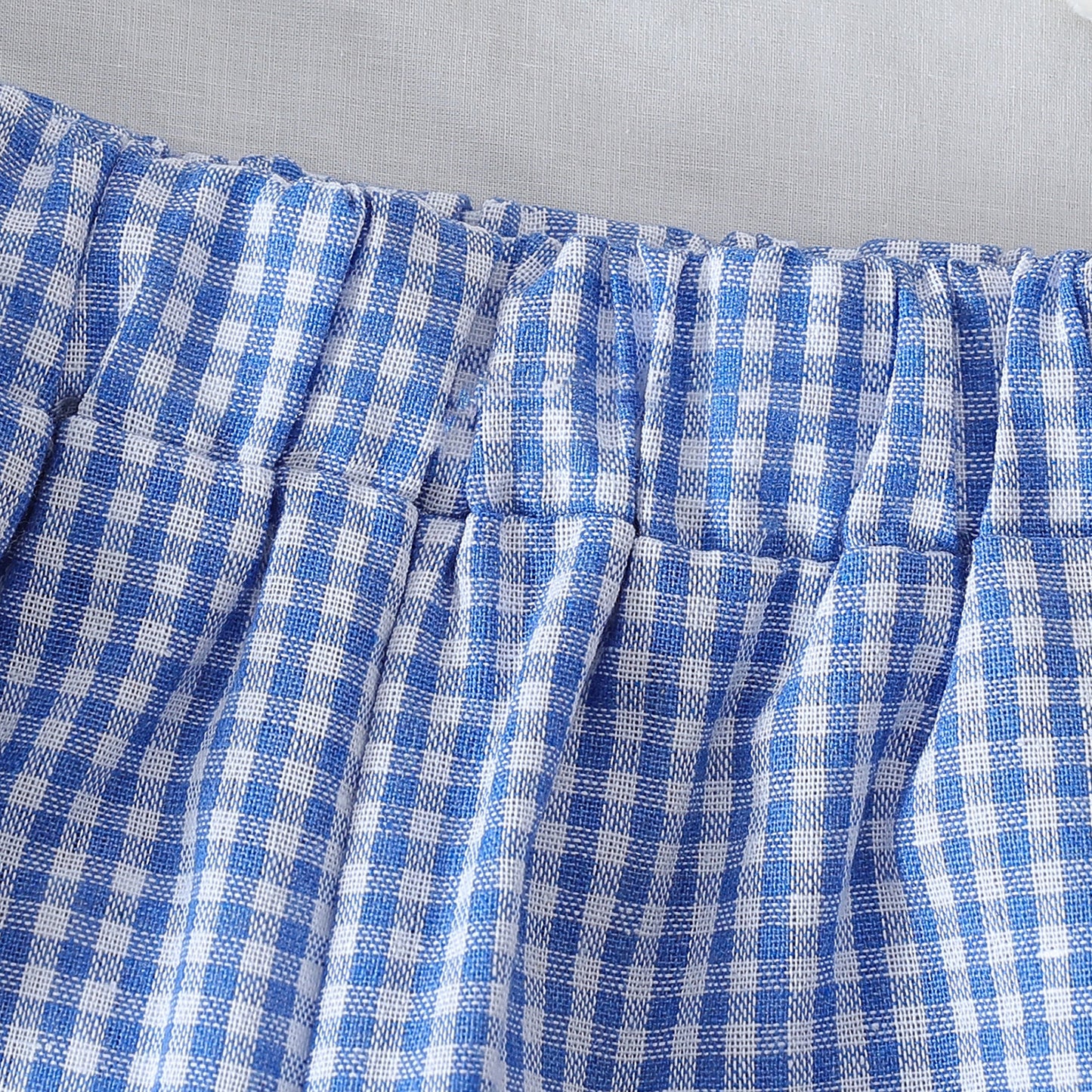 Easter Girls Summer Bunny Ears Top and Plaid Shorts Set