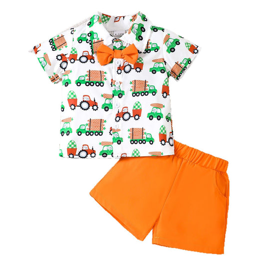 Neues Oster-Outfit für Babys und Kleinkinder – Süßes Hemd-Set mit Karottenmuster