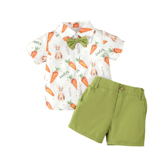 Osterhasen-Shirt & Shorts-Set für Jungen – Sommeroutfit