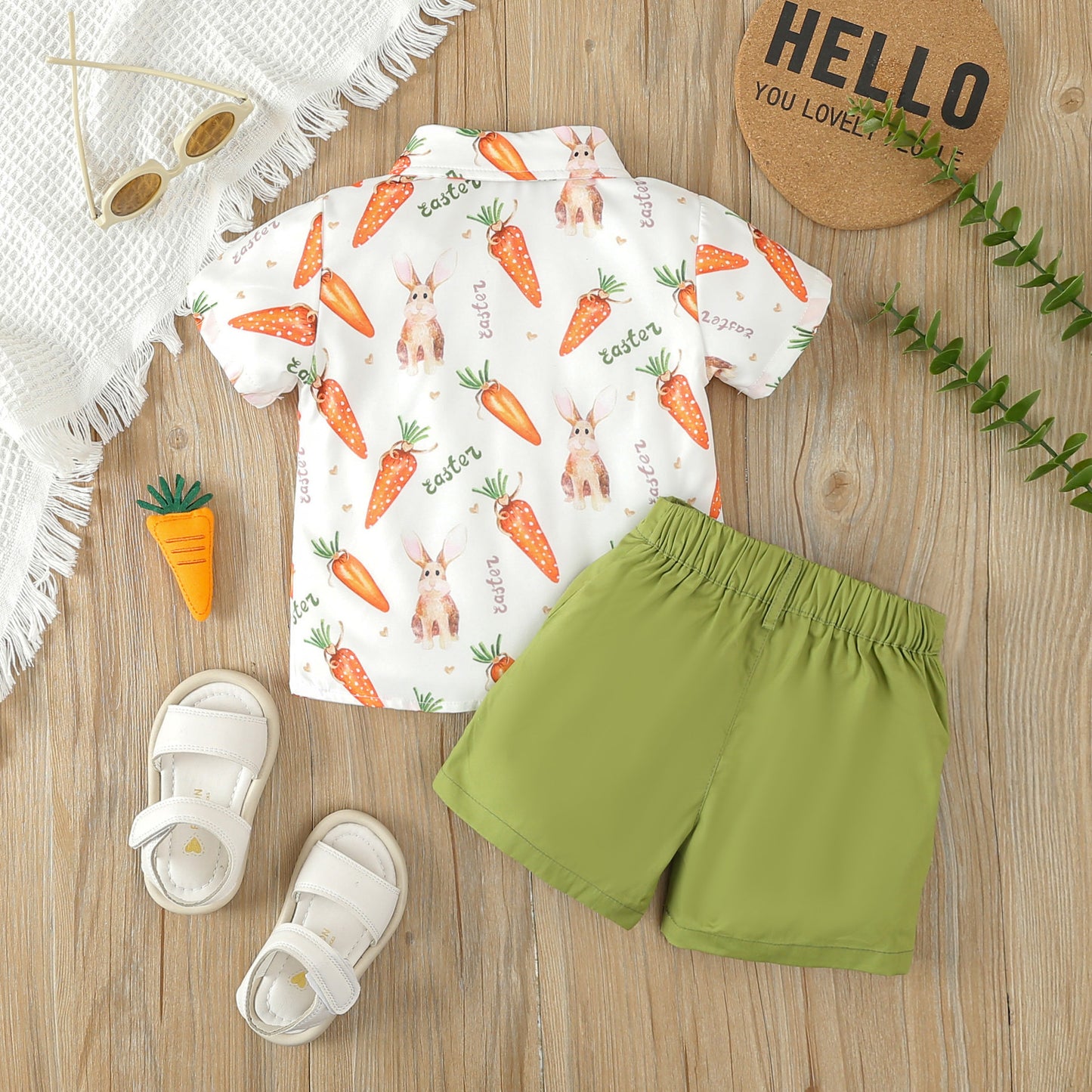 Osterhasen-Shirt & Shorts-Set für Jungen – Sommeroutfit