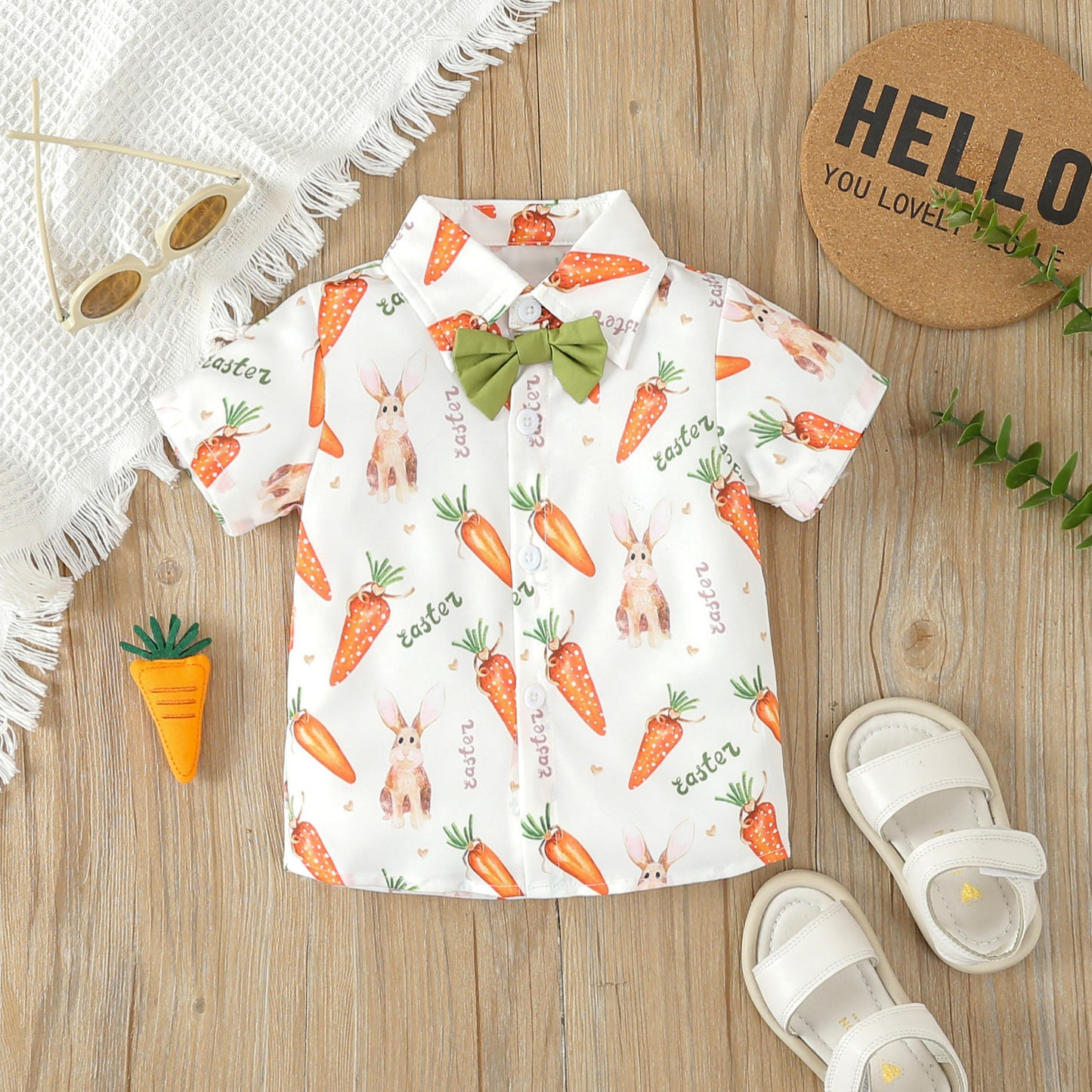 Osterhasen-Shirt & Shorts-Set für Jungen – Sommeroutfit