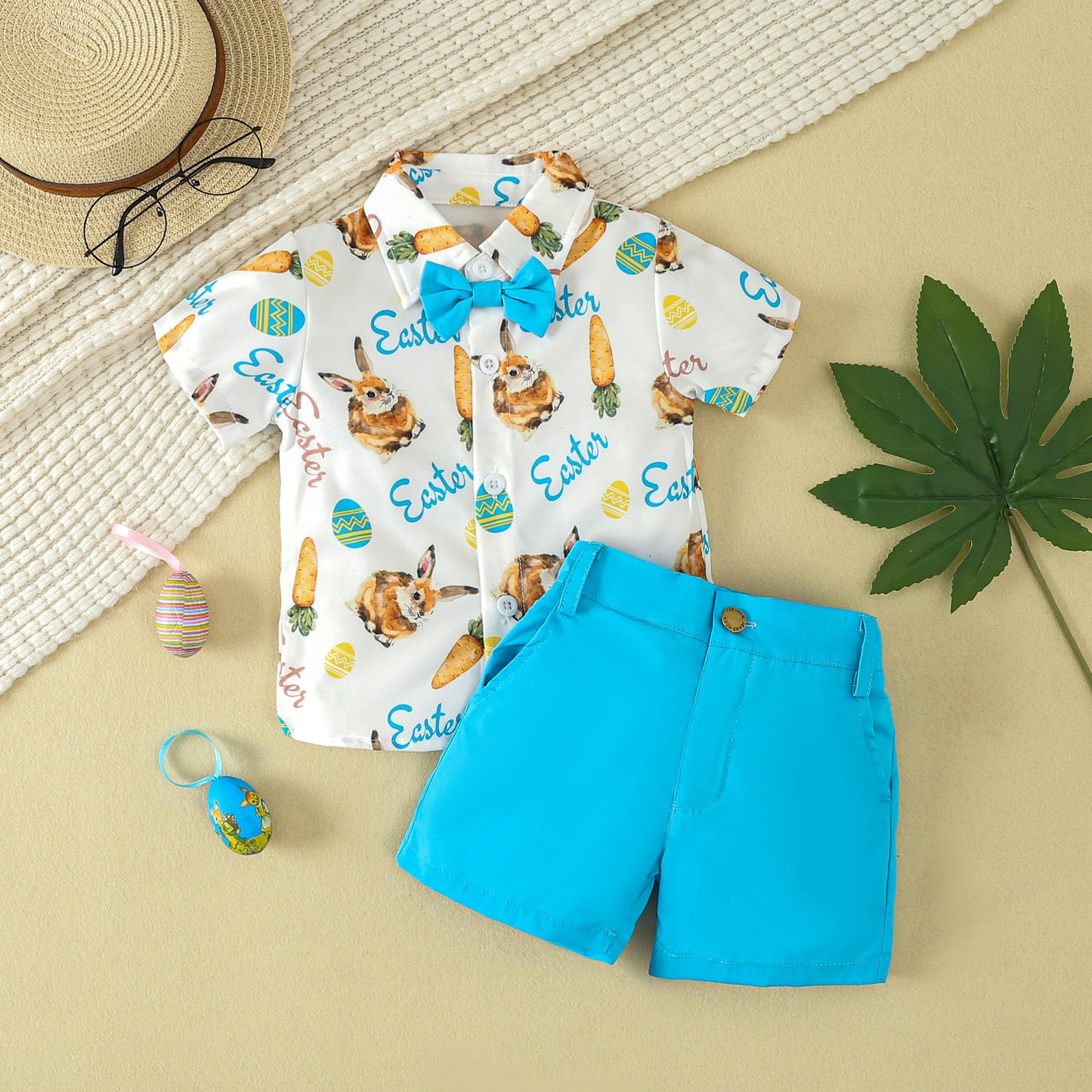 Osterhasen-Shirt & Shorts-Set für Jungen – Sommeroutfit