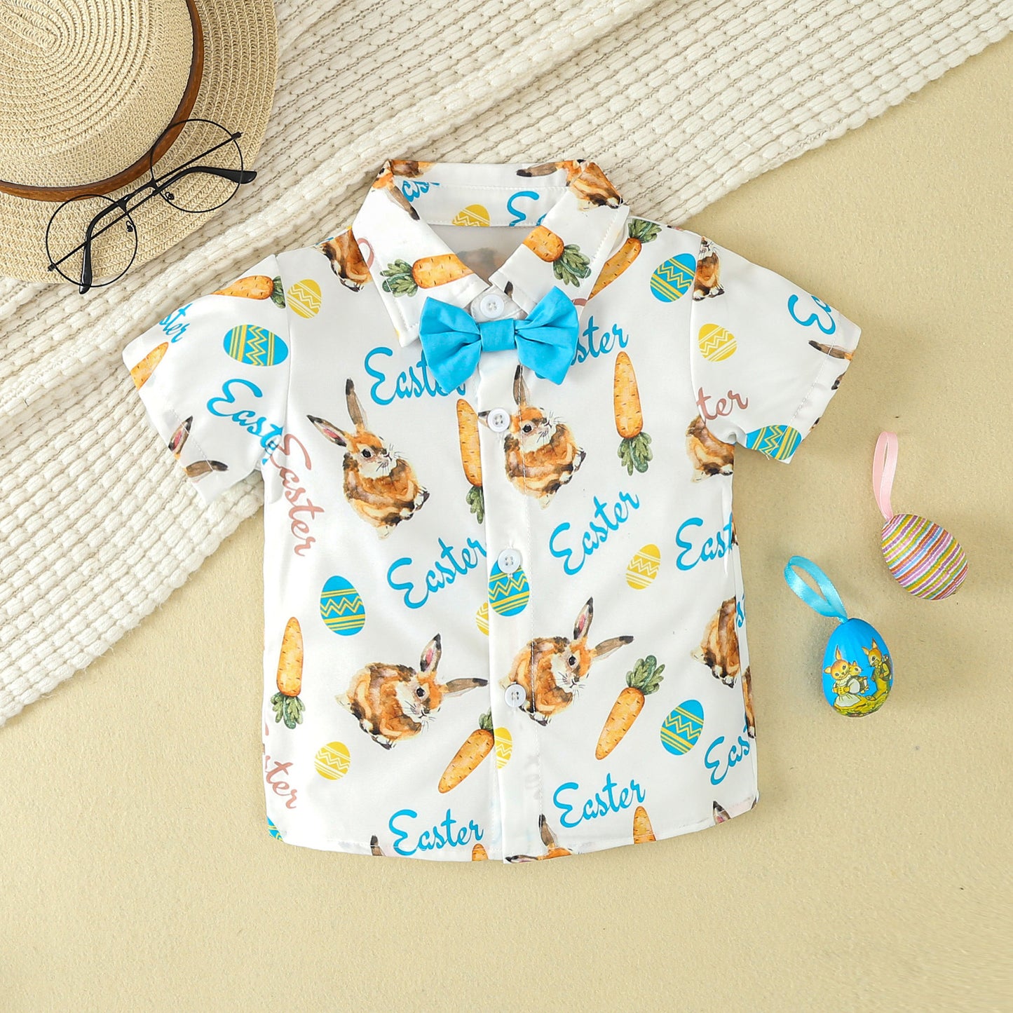 Osterhasen-Shirt & Shorts-Set für Jungen – Sommeroutfit