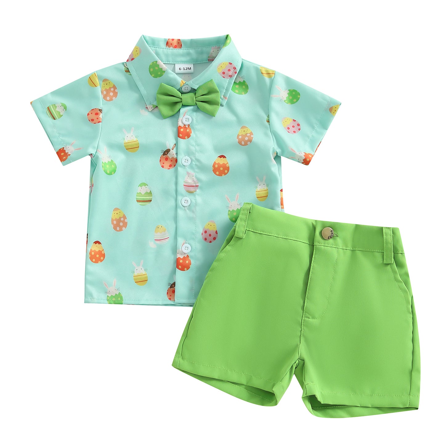 Baby-Jungen-Outfit mit Oster-Karotten-Print und Hemd und Shorts
