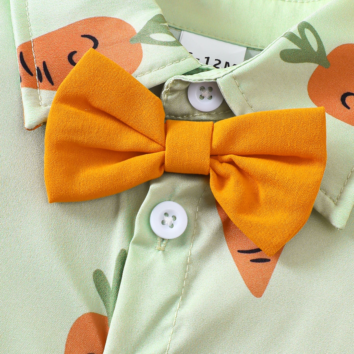 Baby-Jungen-Outfit mit Oster-Karotten-Print und Hemd und Shorts