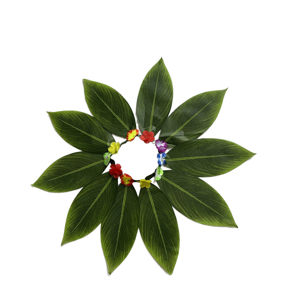 Ti Leaf Skirt Hawaiianischer Hula-Grasrock mit Blumenketten für Damen