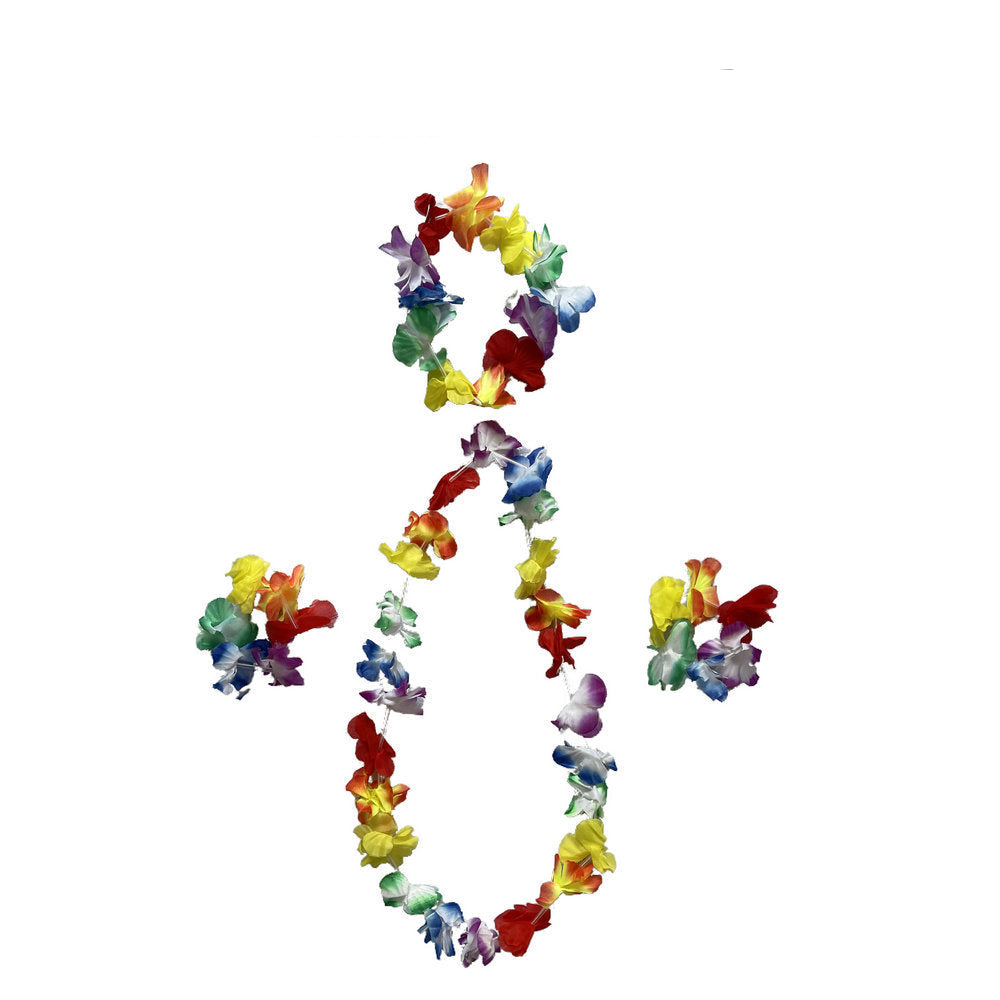 Ti Leaf Skirt Hawaiianischer Hula-Grasrock mit Blumenketten für Damen