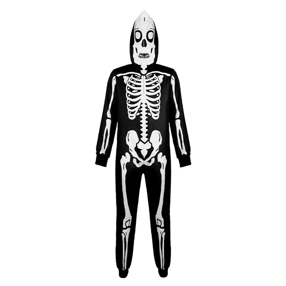 3D-Skelett-Stretch-Skinny-Bodysuit-Kostüm für Damen