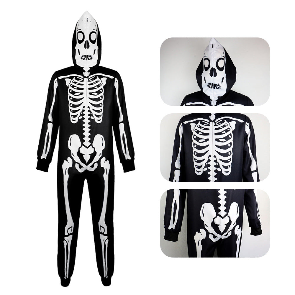 3D-Skelett-Stretch-Skinny-Bodysuit-Kostüm für Damen