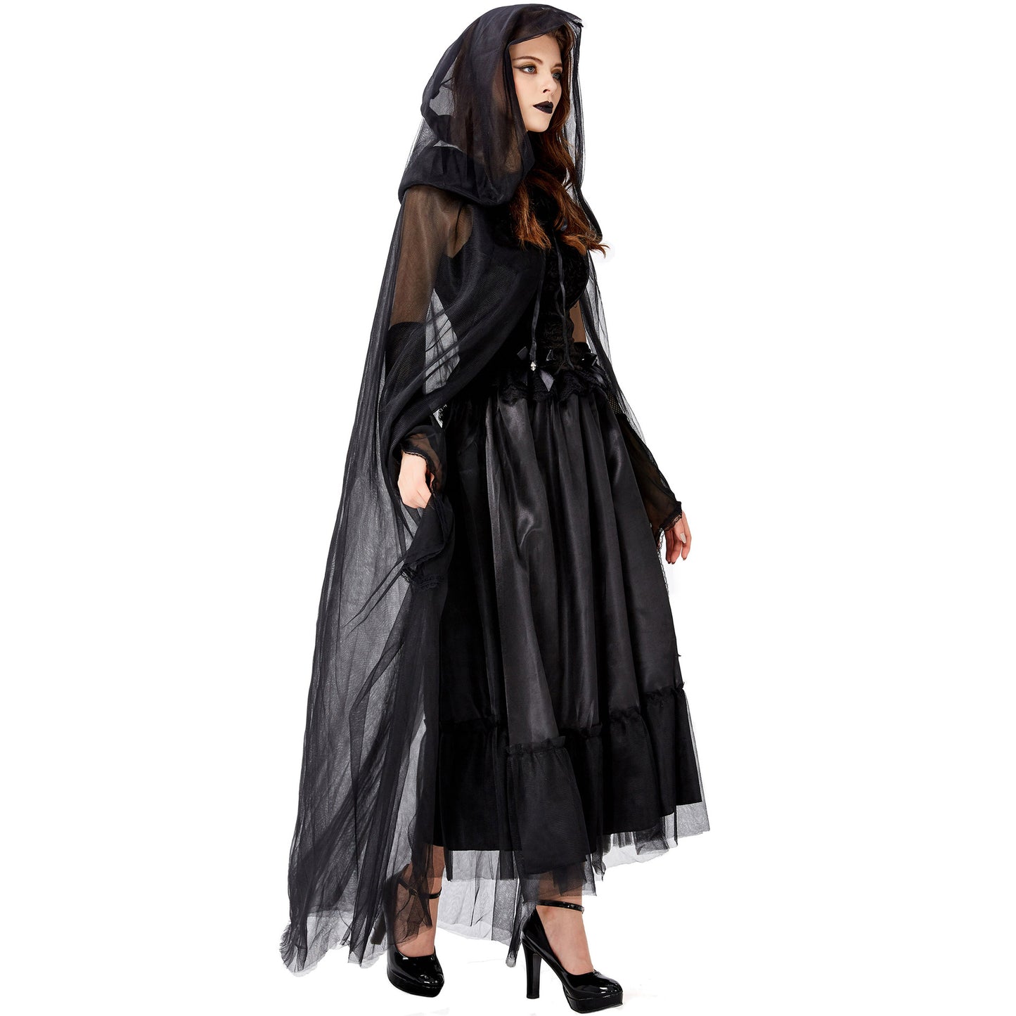 Women's Gossamer Black Ghost Costume Dress