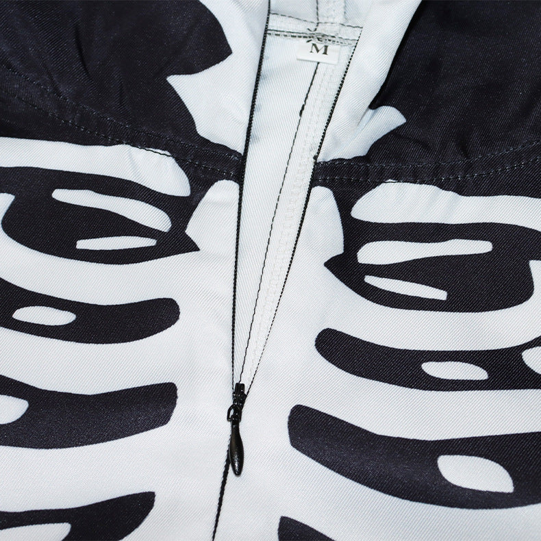 3D-Skelett-Stretch-Skinny-Bodysuit-Kostüm für Damen