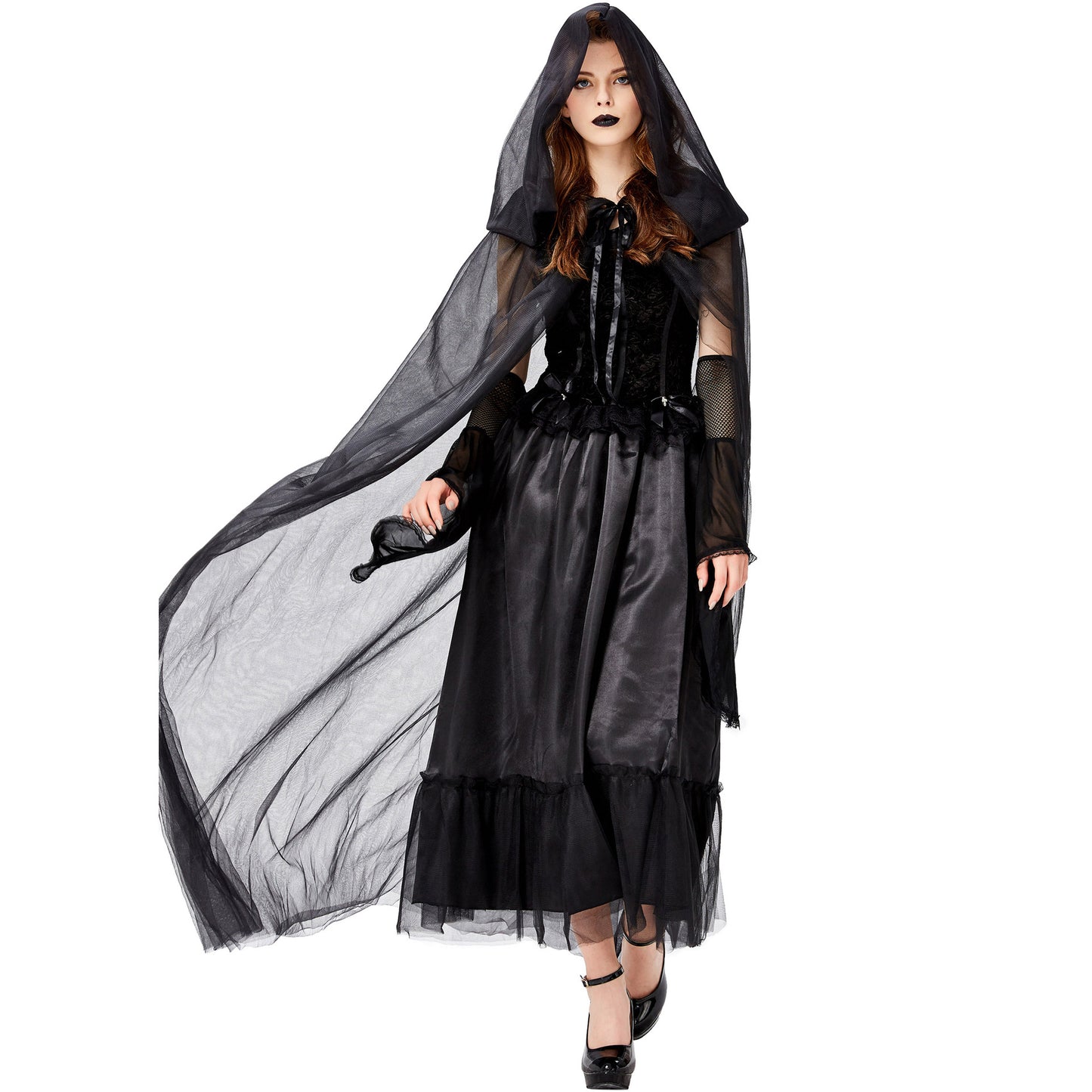 Women's Gossamer Black Ghost Costume Dress