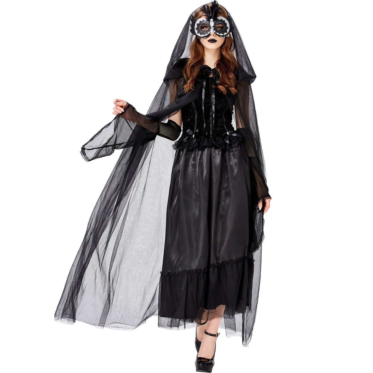 Women's Gossamer Black Ghost Costume Dress
