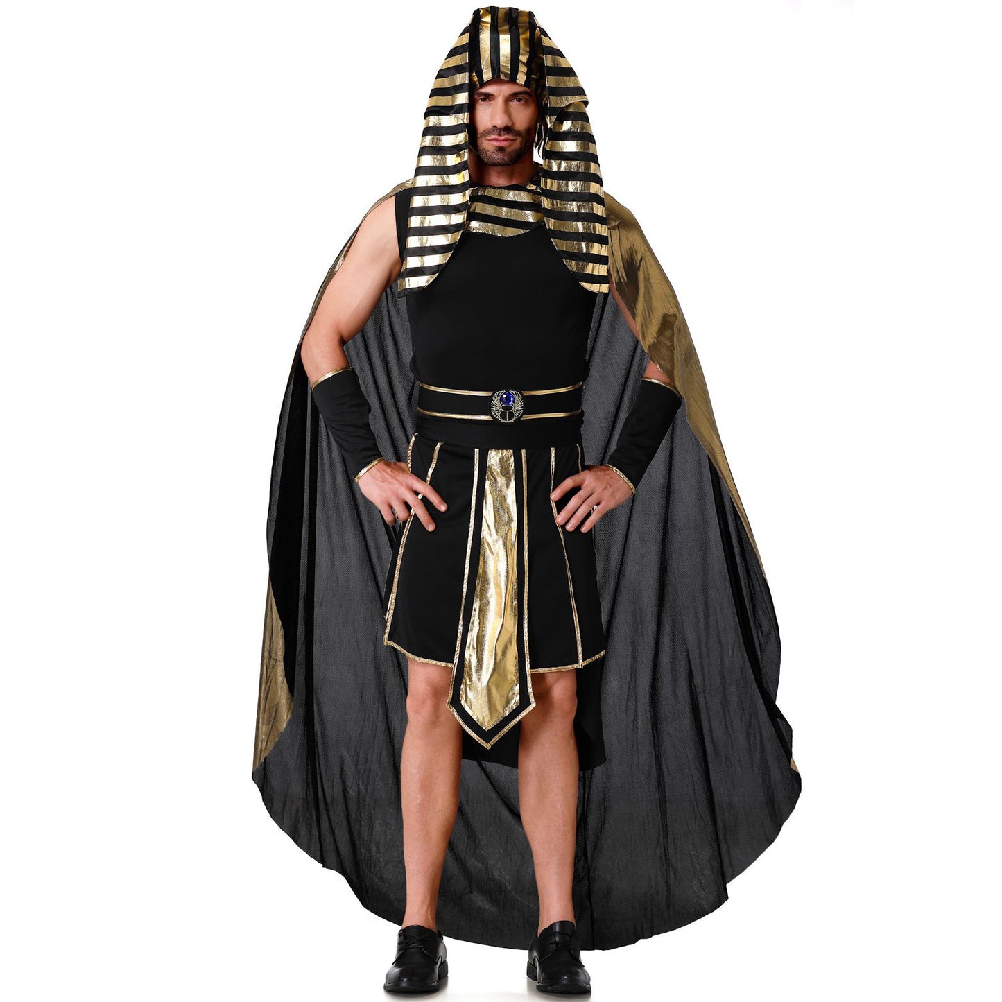 Dark Egyptian Pharaoh for Men Costume Party Halloween Cosplay Outfit Set