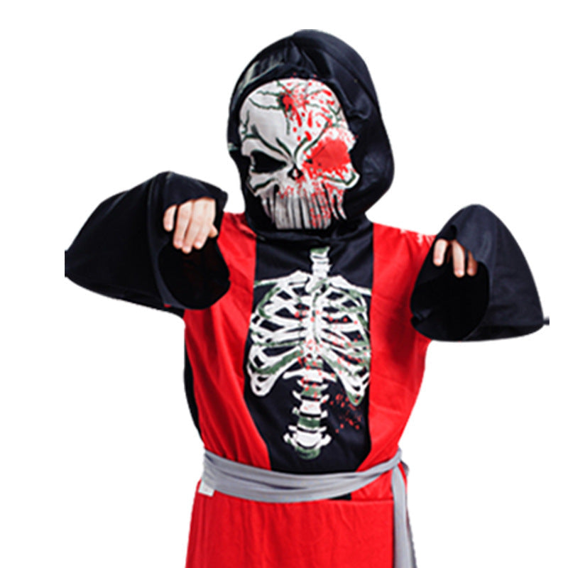 Skeleton Fire Reaper Halloween Fancy Dress Costume for Kids