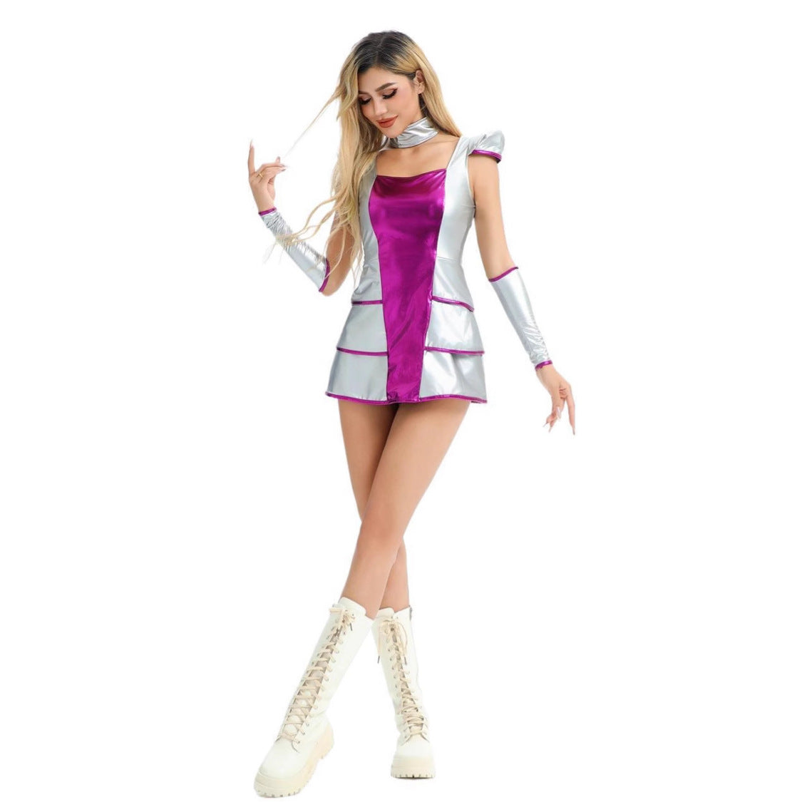 Sexy einteiliges Blechmann-Cosplay-Partykostüm für Damen