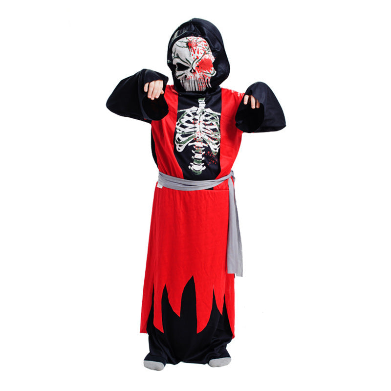 Skeleton Fire Reaper Halloween Fancy Dress Costume for Kids