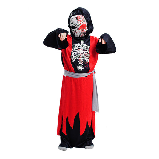 Skeleton Fire Reaper Halloween Fancy Dress Costume for Kids