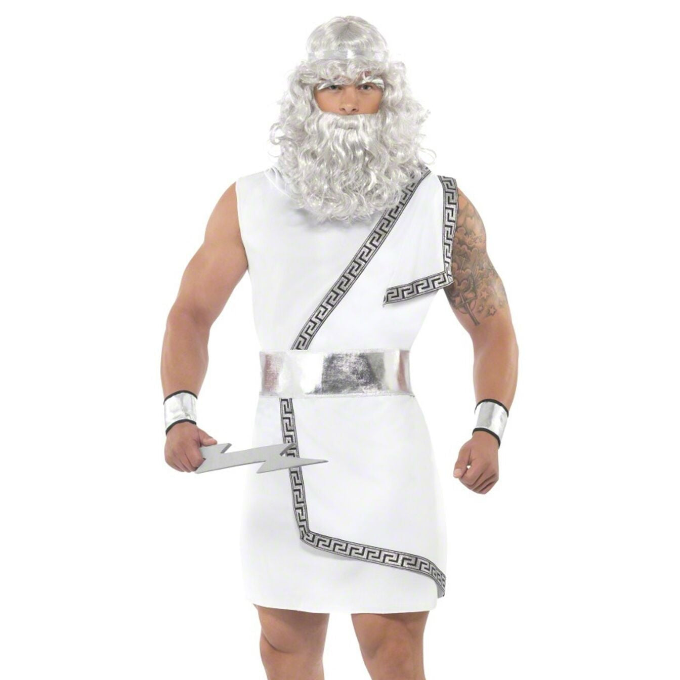 Zeus-Kostüm für Herren – Tunika mit Gürtel und Stulpen