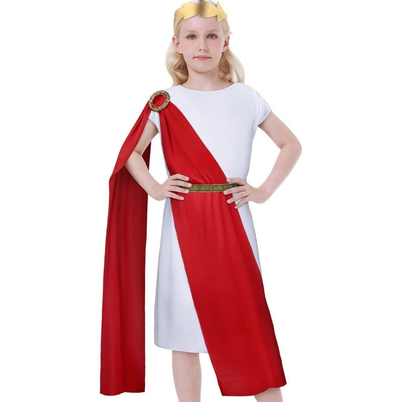 Griechisches Toga-Kostüm für Jungen, für Kinder, Party, Halloween, Cosplay, Outfit-Set