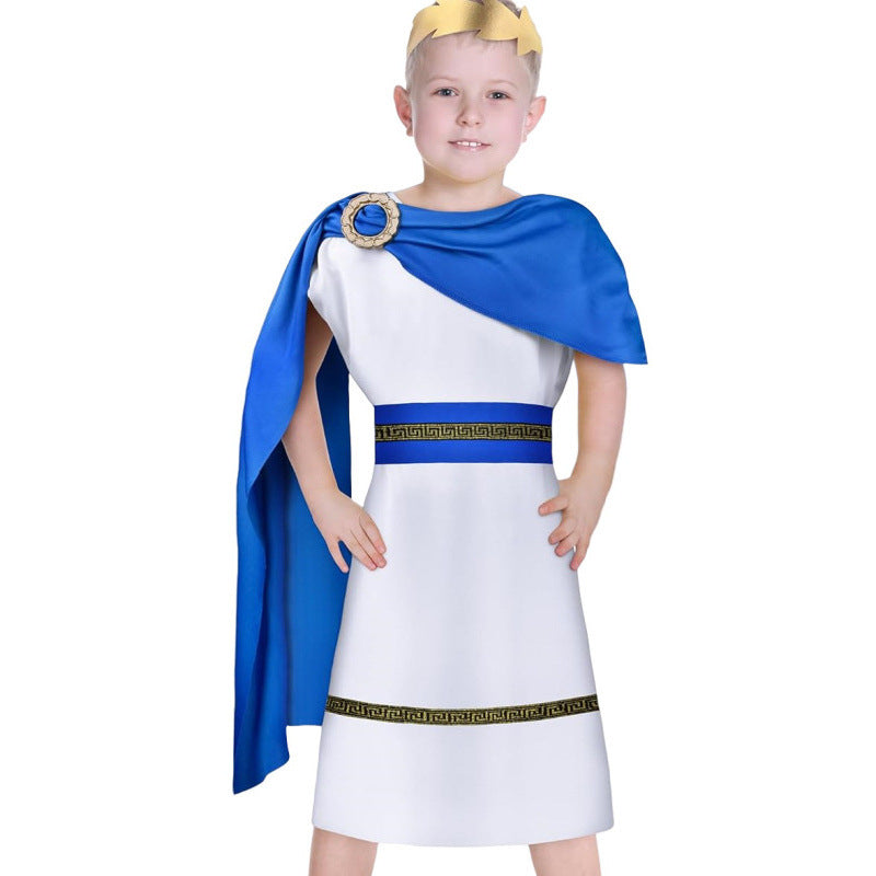 Griechisches Toga-Kostüm für Jungen, für Kinder, Party, Halloween, Cosplay, Outfit-Set