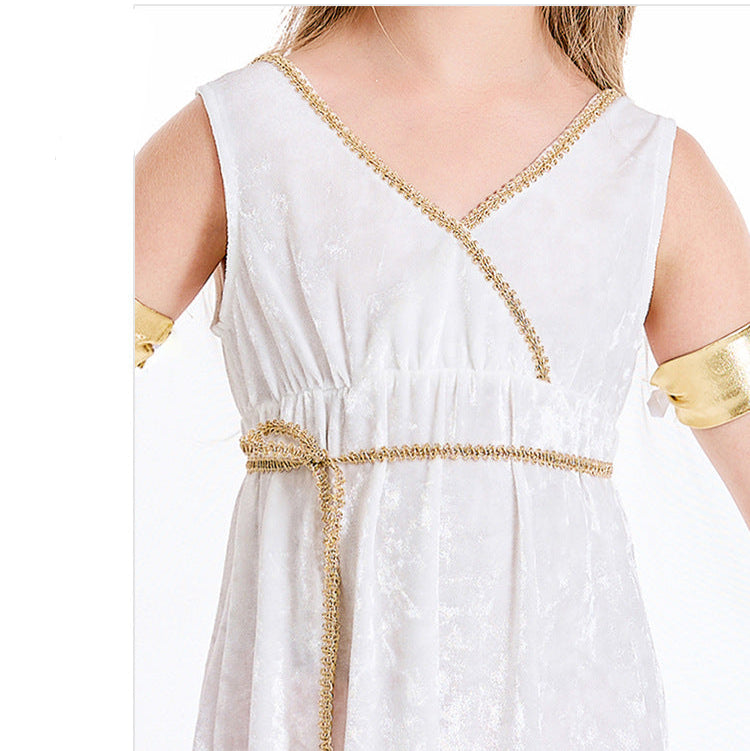 Mädchen Griechische Mythologie Kleid Weiß Palast Schal Langes Kleid Halloween Kostüm