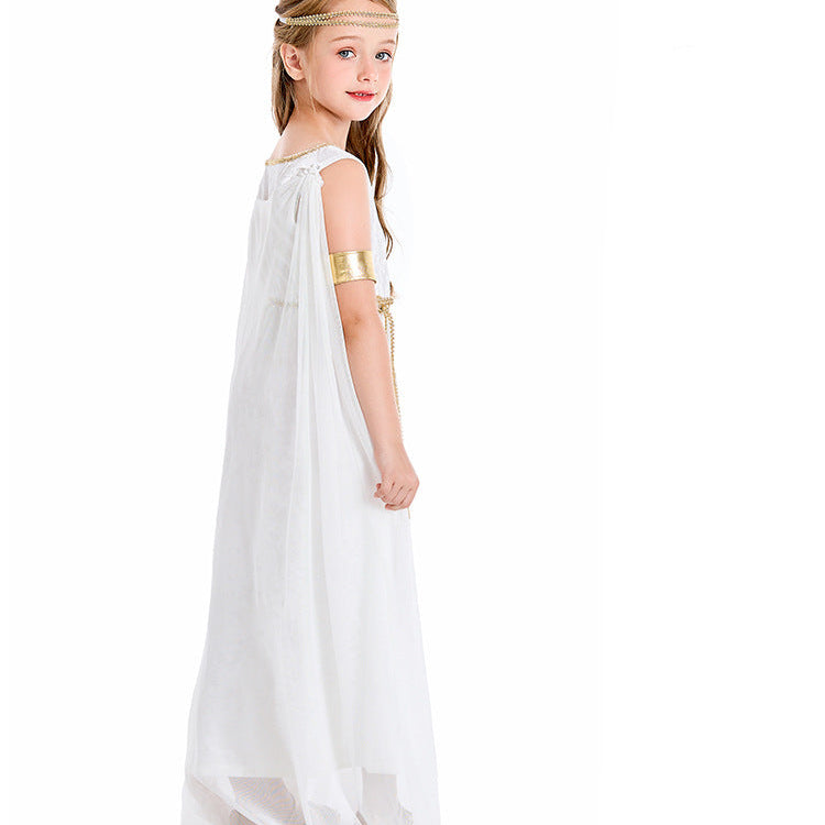 Mädchen Griechische Mythologie Kleid Weiß Palast Schal Langes Kleid Halloween Kostüm